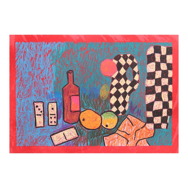 Still Life 8 - Original Bold Abstract Food Still Life Painting on Paper by Valerie Etitinwo For Sale