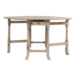 1900s French Oak Drop Leaf Table For Sale