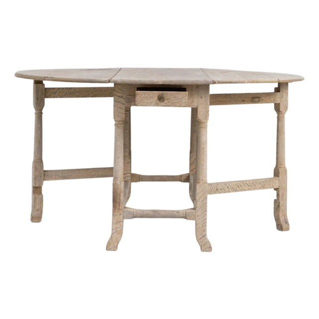 1900s French Oak Drop Leaf Table For Sale