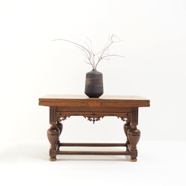Antique Dutch Draw-Leaf Oak Table, 1850 For Sale - Image 11 of 14