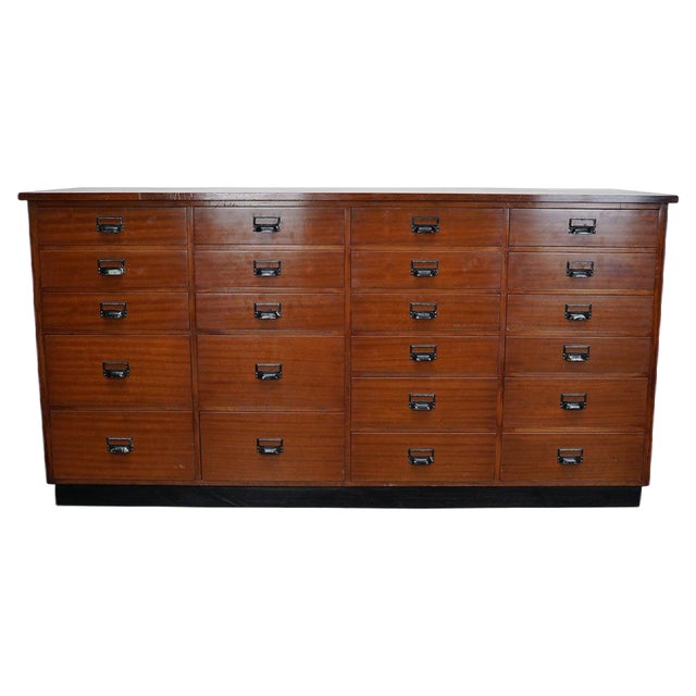 Mid-20th Century Dutch Industrial Mahogany Apothecary Cabinet For Sale