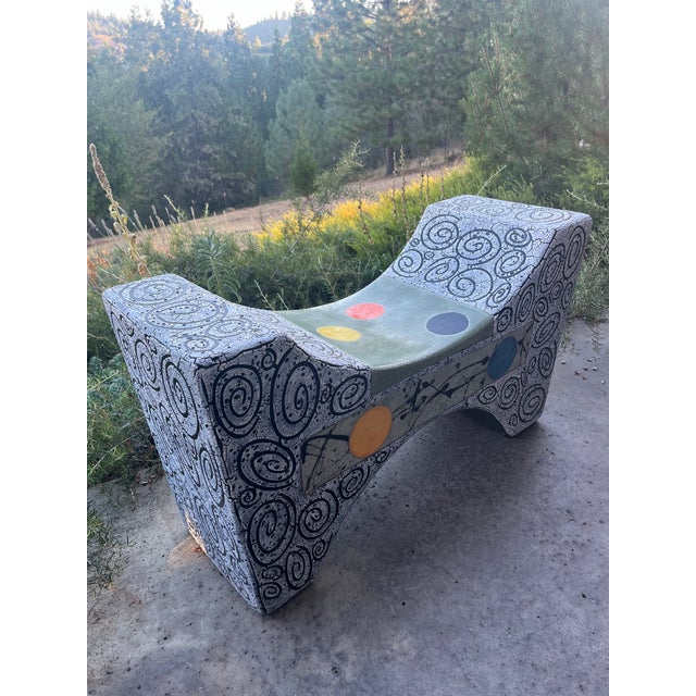 Contemporary "Day Break" by Michael Gustavson, Raku Ceramic Bench Sculpture for Garden or Indoor, Functional Contemporary California Art For Sale - Image 3 of 5