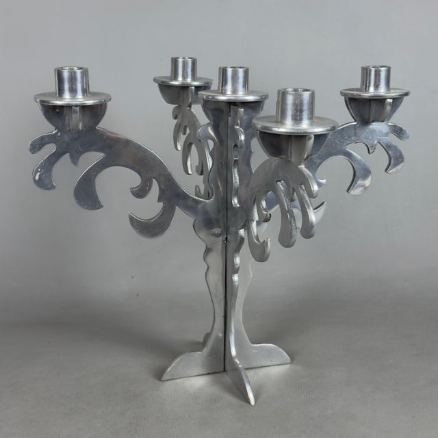 Late 20th Century Five-Light Chrome and Metal Candlestick, 1970s For Sale - Image 5 of 11