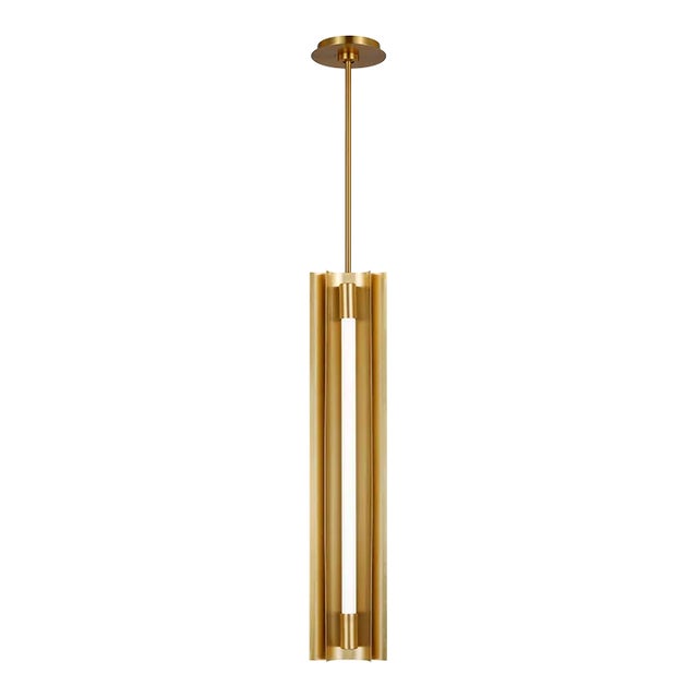 Kelly Wearstler by Visual Comfort Studio Carson 4-Light Narrow Pendant, Burnished Brass For Sale