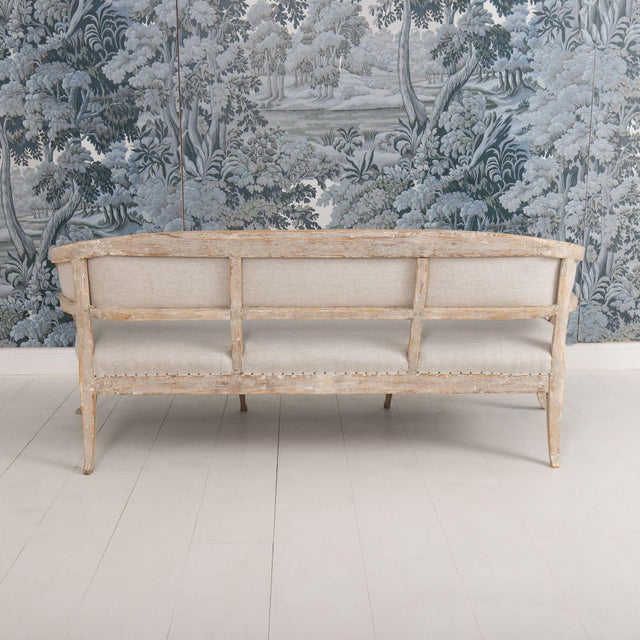 19th C. Swedish Gustavian Painted Barrel Back Sofa Bench With Splayed Legs For Sale - Image 12 of 18