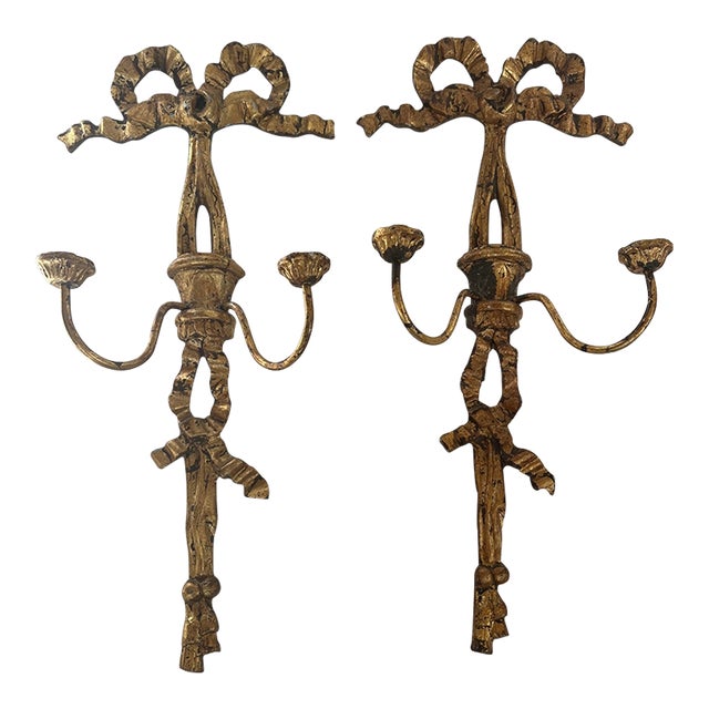 Bow Motif French Candle Sconces -A Pair For Sale