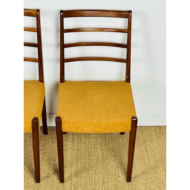 Scandinavian Teak and Corduroy Dining Chairs, 1960, Set of 3 For Sale - Image 9 of 18