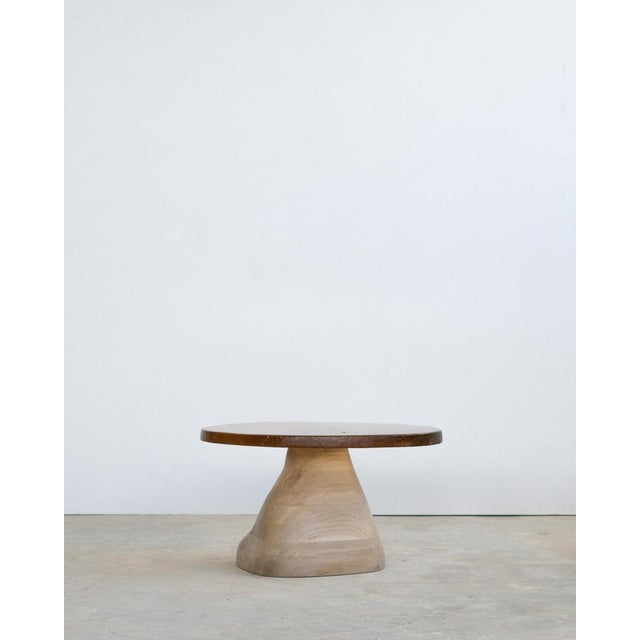 Fused Salmon Glass and White Oak Side Table by Alexander Knysch For Sale - Image 4 of 10