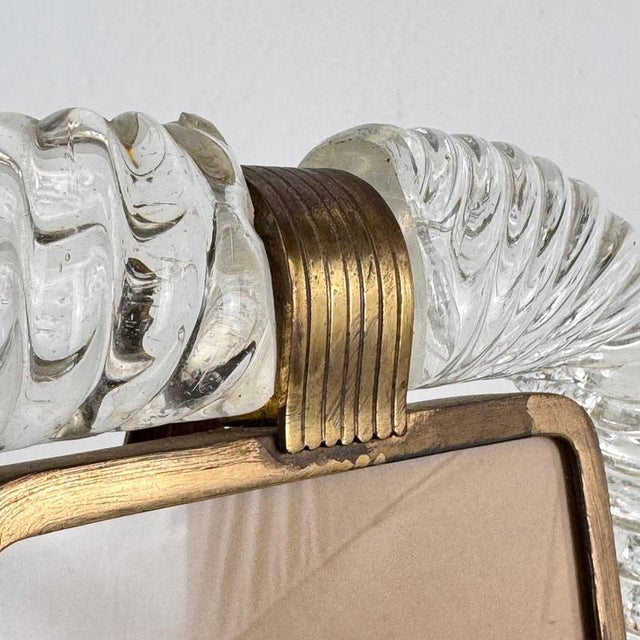 Metal Murano Glass and Brass Photo Frame by Ercole Barovier for Barovier & Toso, 1940s For Sale - Image 7 of 18