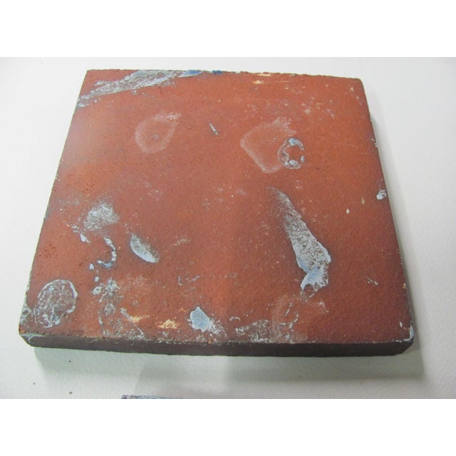 Pair of Grueby Pottery 6" X 6" Blue Ceramic Tiles Stickley Era Attributed For Sale - Image 12 of 13