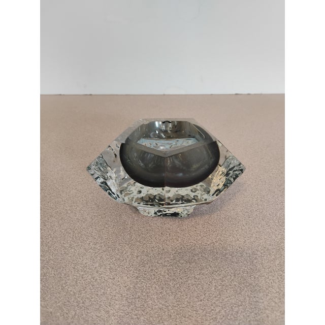 Modern 1980s Murano Style Art Glass Sommerso Madruzzato Textured Bowl For Sale - Image 3 of 7