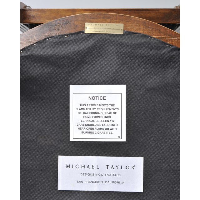 Wood Set of Six Michael Taylor Regency Style Leather Dining Chairs For Sale - Image 7 of 18