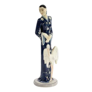 Gort Bone China Figurine of Woman and Crane
