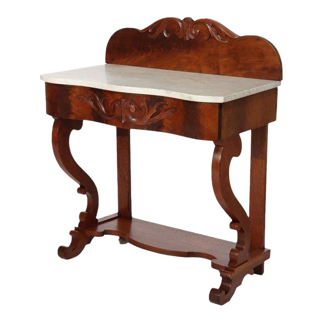 Antique Walnut Marble Top Washstand With Backsplash Circa 1870 For Sale