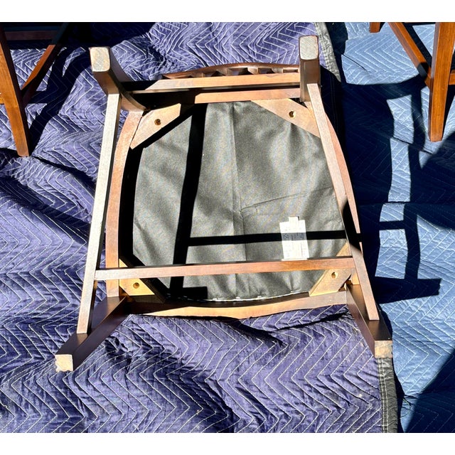 1970s Ethan Allen Mahogany Hepplewhite Shield Back Dining Chairs in Knoll Fabric - Set of 6 For Sale - Image 16 of 18