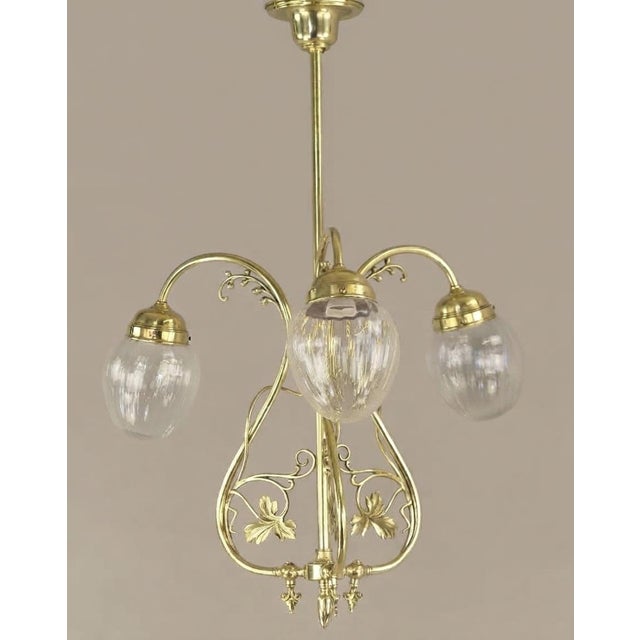 Art Nouveau Three-Light French Chandelier, 1900s For Sale - Image 9 of 16