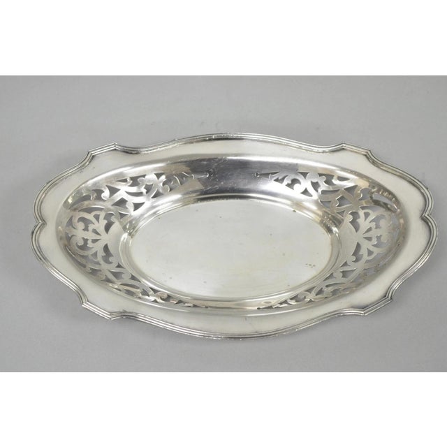 Antique Victorian Silver Plated Oval Reticulated Trinket Dish Tray by l.b.s. Co For Sale - Image 10 of 11