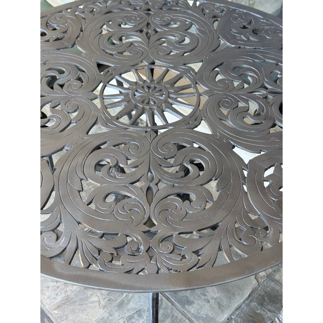 S. Lecon Circa 1990 Neoclassical Cast Metal Patio Dining Set, 42 Inches For Sale - Image 13 of 18