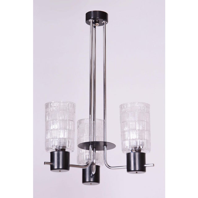 Mid-Century Chandelier in Chromed Steel and Glass by Drukov, Czech, 1970s For Sale - Image 11 of 11