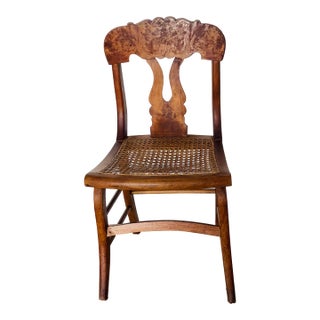 Antique Biedermeier Birds Eye Canned Chair For Sale