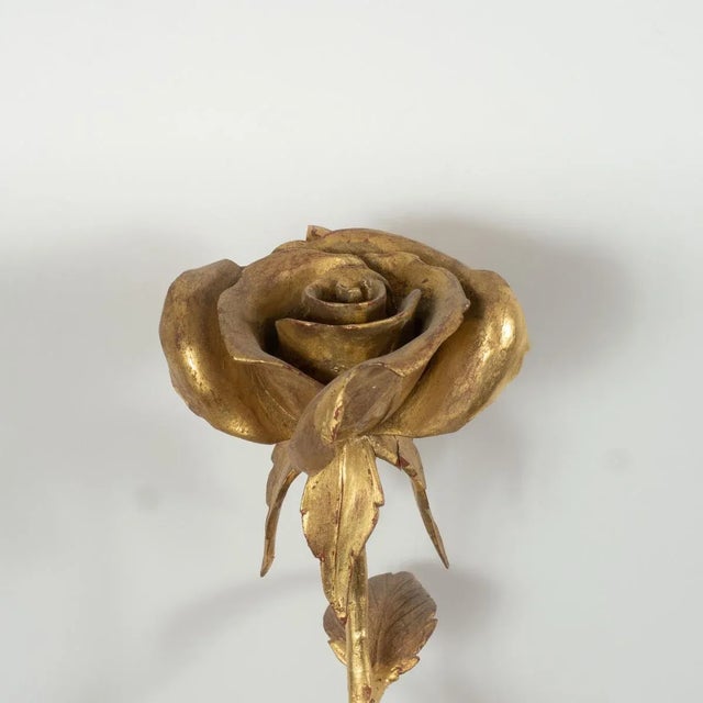 Modern Giltwood Rose Sculpture by Carlos Villegas For Sale - Image 3 of 11