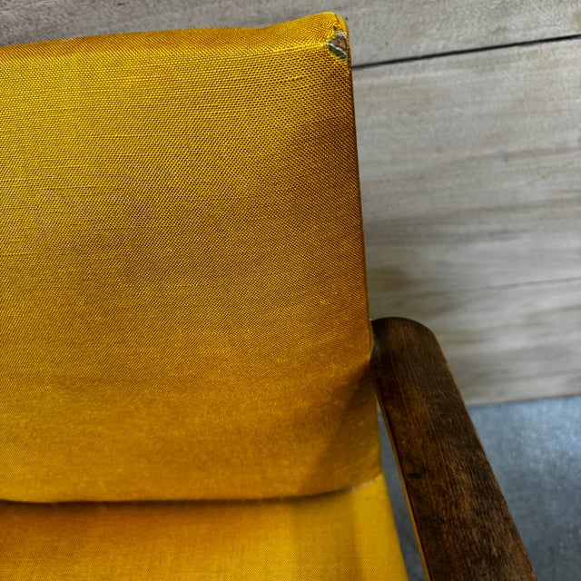 Vintage Bridge Chairs in Mustard Fabric, 1940s, Set of 2 For Sale - Image 11 of 17
