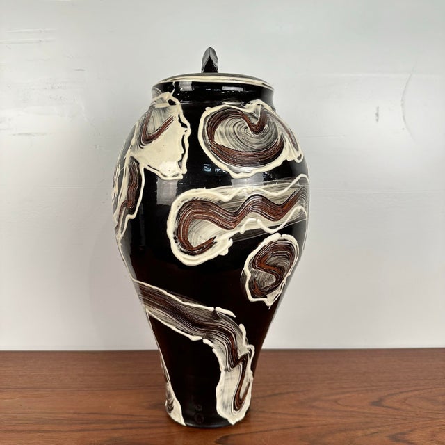 Studio Made Craig Bird Ceramic Vase Urn For Sale - Image 4 of 12
