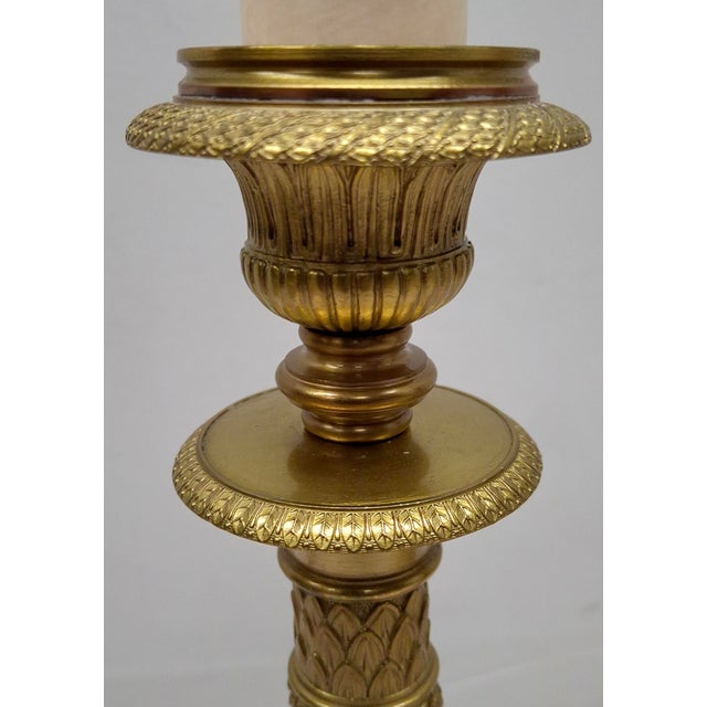 Early 19th Century Charles X Chiseled Gilt Bronze Candlestick Lamps Attributed Claude Galle - a Pair For Sale - Image 4 of 11