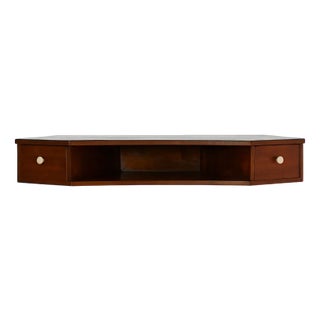 Scandinavian Mahogany Wall-Mounted Bedside Table with Bakelite Knobs, 1950s For Sale