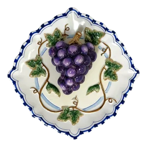 Vintage Bella Casa by Ganz Decorative Majolica Ceramic Grape Plate