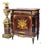 Marble-Top Cabinet With Intricate Wood Marquetry & Gold Leaf Accents For Sale