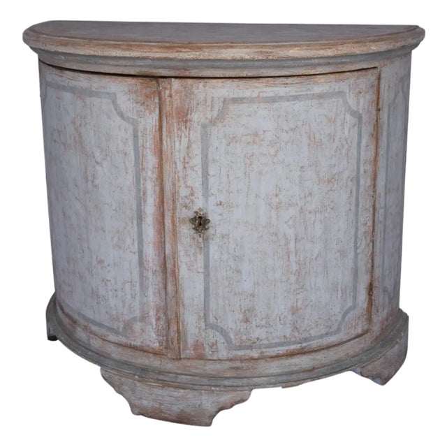 Italian Painted Demi Lune Cabinet For Sale