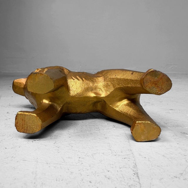 Gold Vintage Gold-Coloured Metal Japanese Dog Statue, 1960s For Sale - Image 8 of 9
