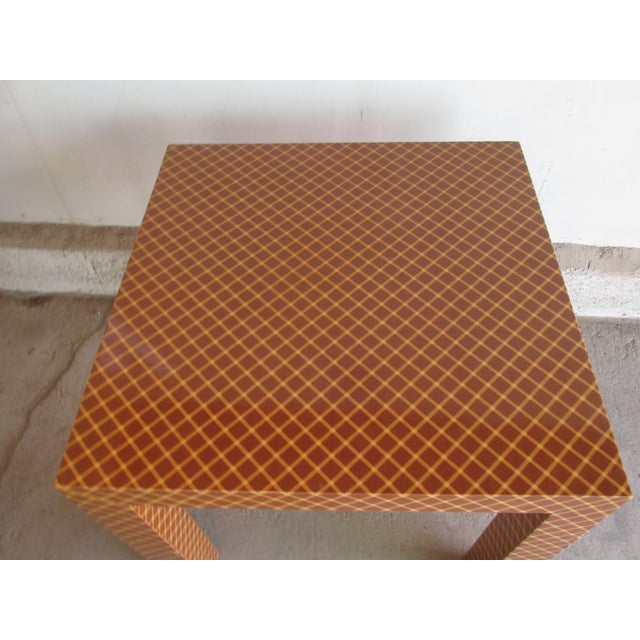 1970s Vintage 1970s Laminated Cloth Clad Side Table in the Style of Karl Springer For Sale - Image 5 of 7