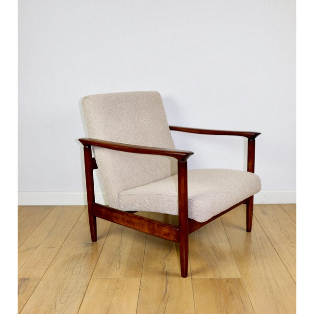 Beige Bouclé GFM-142 Chair attributed to Edmund Homa, 1970s For Sale - Image 11 of 12