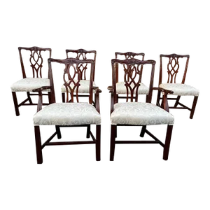 Kindel Furniture Set of 6 Chippendale Style Mahogany Carved Dining Chairs