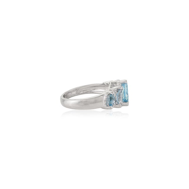 Not Yet Made - Made To Order Elegant Five-Stone Marquise Cut Topaz Ring in Solid 925 Silver - Size 6.5 For Sale - Image 5 of 9