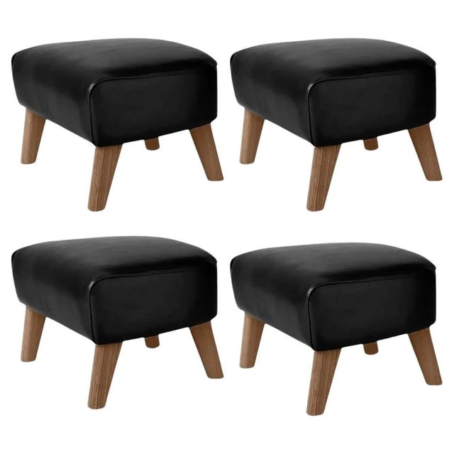 Black Leather and Smoked Oak My Own Chair Footstools by Lassen, Set of 4 For Sale - Image 6 of 6