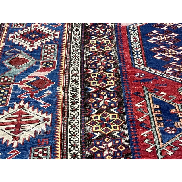 Navy Blue Fine Antique Caucasian Sumak Rug 6’10” X 9’5” For Sale - Image 8 of 8