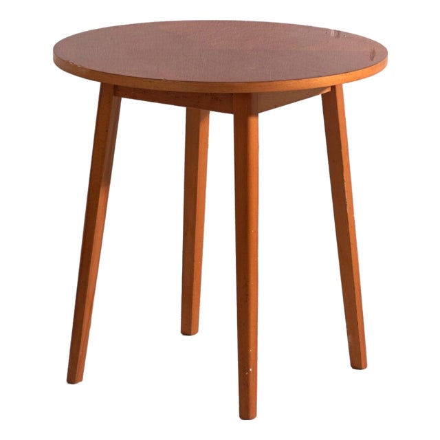 Vintage Round Side Table in Teak Wood, Central Europe, 1960 For Sale