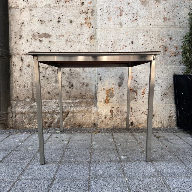 Folding Game Table in Steel and Velvet attributed to Christian Dior, France, 1970s For Sale - Image 16 of 18