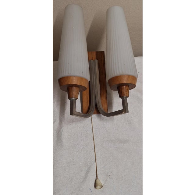 Vintage Wall Lamp with Teak Frame, 1970s, in Very Good conditions. Designed 1970 to 1979 European Plug (up to 250V).The...