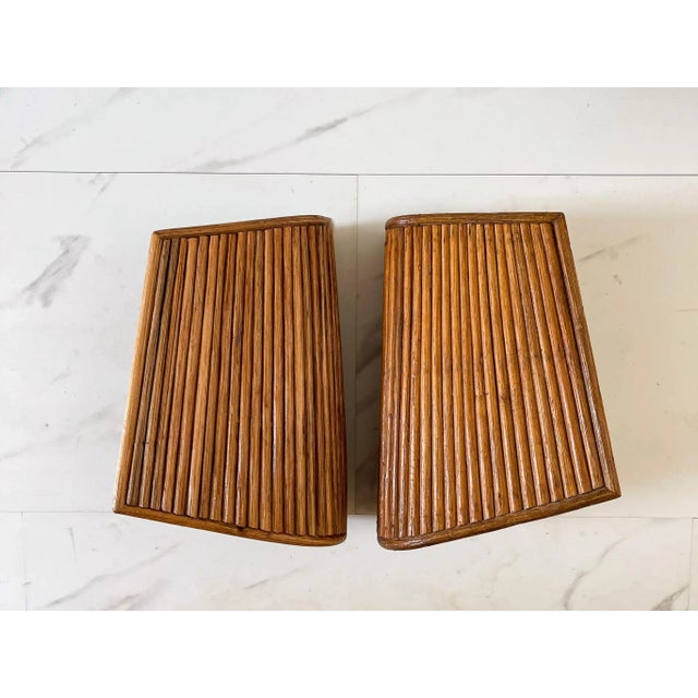 1990s 1990s Pencil Reed Rattan Wall Sconce Lamp For Sale - Image 5 of 5