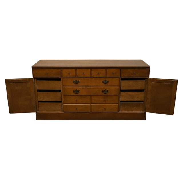 Ethan Allen Ethan Allen Heirloom Nutmeg Maple Colonial Early American 60" Triple Door Dresser W. Shutter Doors For Sale - Image 4 of 12