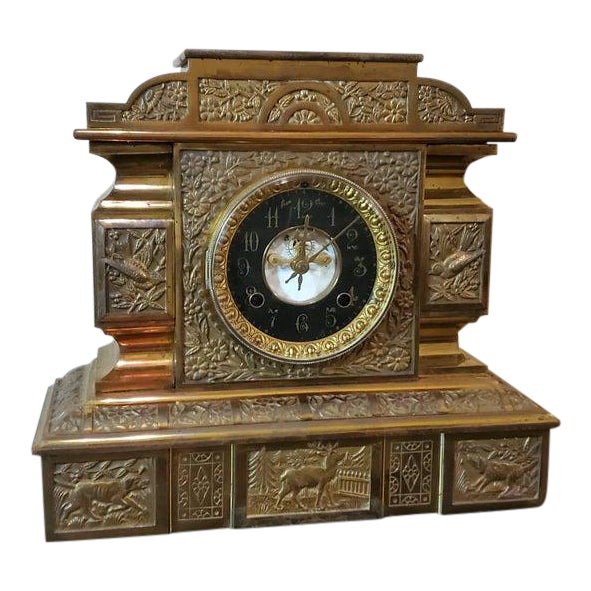 19th Century New Haven Open Escapement GiltBrass Mantle Clock Chairish