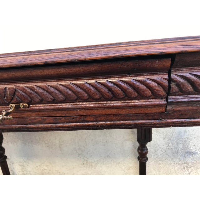 Art Nouveau Console with Drawer in Solid Oak, 1920s For Sale - Image 17 of 18
