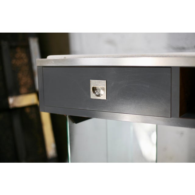 Blue Modern Console Table with Glass Base, 1960s For Sale - Image 8 of 18