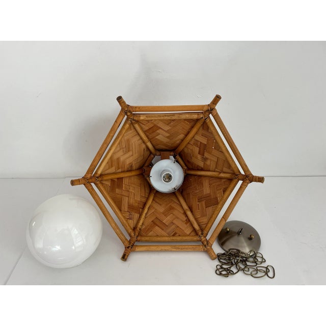 Sand Midcentury Bamboo Pendant Light For Sale - Image 8 of 8