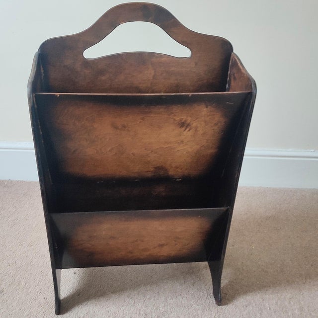Mid-Century Modern Vintage Double Wooden Magazine Rack by Haxyes, 1920s For Sale - Image 3 of 13