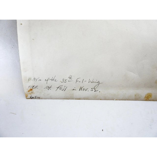 Rustic Vintage 1952 Aerial Photograph F-94 35th F-1 Fighter Wing Mt Fuji Japan For Sale - Image 3 of 4